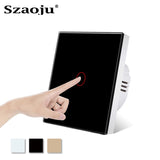 Szaoju Touch Switch EU Standard White Crystal Glass Panel Light Switch AC110-220V Switch 1/2/3 Gang 1 Way Wall Lamp TOUCH SWITCH