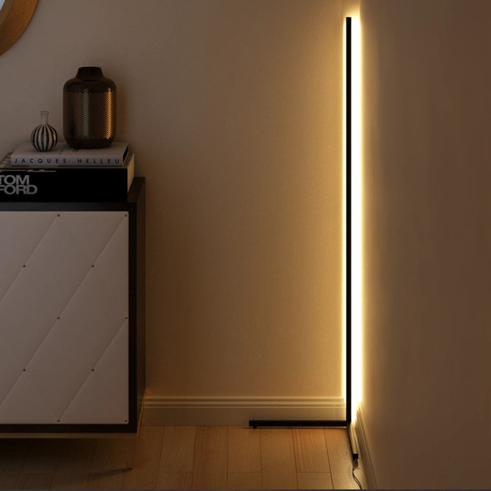 Nordic LED Floor Lamp Modern Simple Warm White Corner Rod Light for Living Room Bedroom Interior Atmosphere Standing Indoor