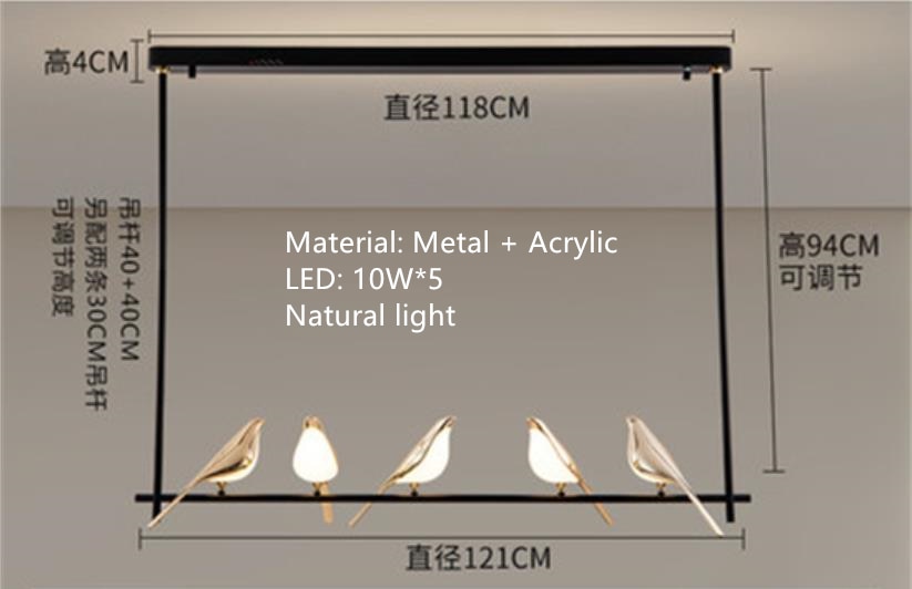 Nordic Golden Bird LED Chandelier Parlor Bar Bedside Hanging Light Fixture Novelty 360 Degree Rotation Replaceable LED Home Deco