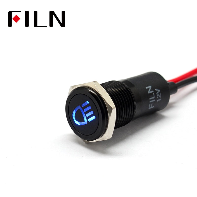 14mm Waterproof Lamp FILN 12V LED Car Signal Lights Instrument Pilot light red blue indicator light with wire