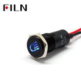 14mm Waterproof Lamp FILN 12V LED Car Signal Lights Instrument Pilot light red blue indicator light with wire