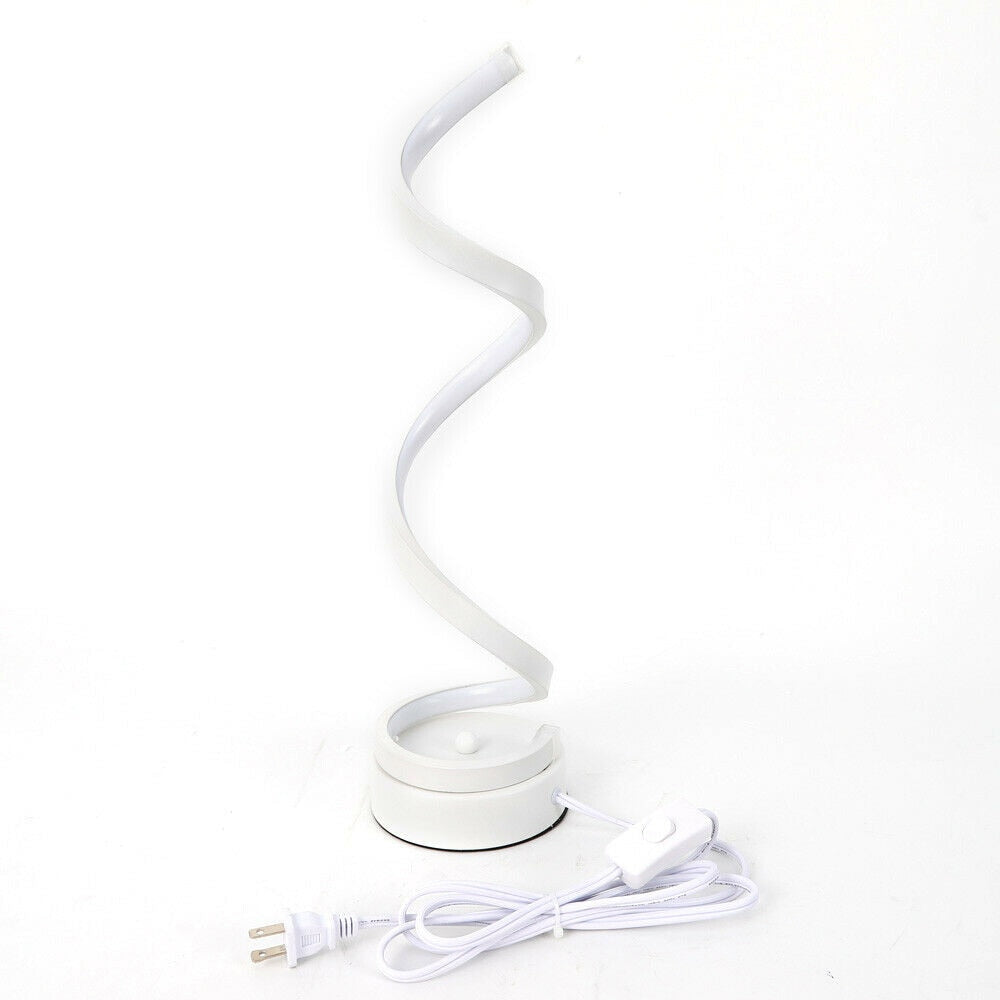 Modern Spiral Table Lamp Curved LED Desk Reading Lighting Bedroom Warm White Light