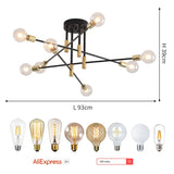 Modern Nordic E27 Black LED Ceiling Chandelier Edison Bulbs Indoor Light Fixtures For Bedroom Living Room Lamp