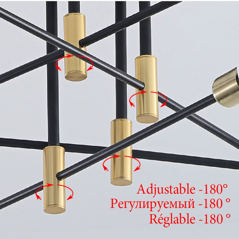 Modern Nordic E27 Black LED Ceiling Chandelier Edison Bulbs Indoor Light Fixtures For Bedroom Living Room Lamp