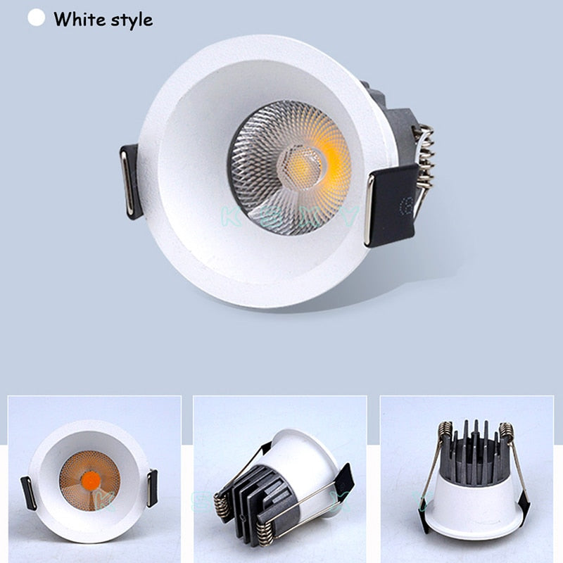 110V 220V LED Mini Ceiling COB Spot Light Lamp Dimmable 3W Mini LED Downlight White, Black, Led Ceiling Recessed Lamp