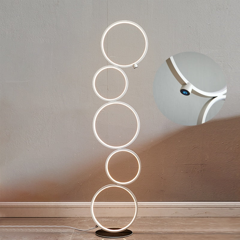 Modern LED Floor Lamp Touch Switch Ring Indoor Decor Light Nordic Minimalist Art Living Room Bedroom Home Standing Lamp Lighting