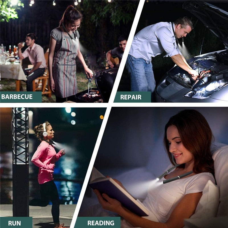 Neck Reading Light Novelty Flexible Neck Lights Handsfree Book Light Hanling Read Lamp Portable USB Rechargeable Book Lighting