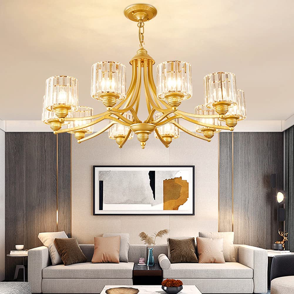 Modern Crystal Chandeliers Luxury 8-Light Chandelier Lighting Flush Mount Ceiling Lights Kitchen Island Hanging Pendant Light