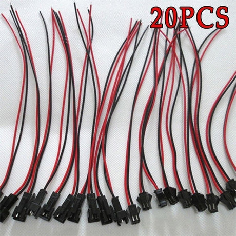 20Pairs Long SM Connector terminal wire Plug Male to Female splice Wire Connectors red and black wire LED Downlight Ceiling Lamp