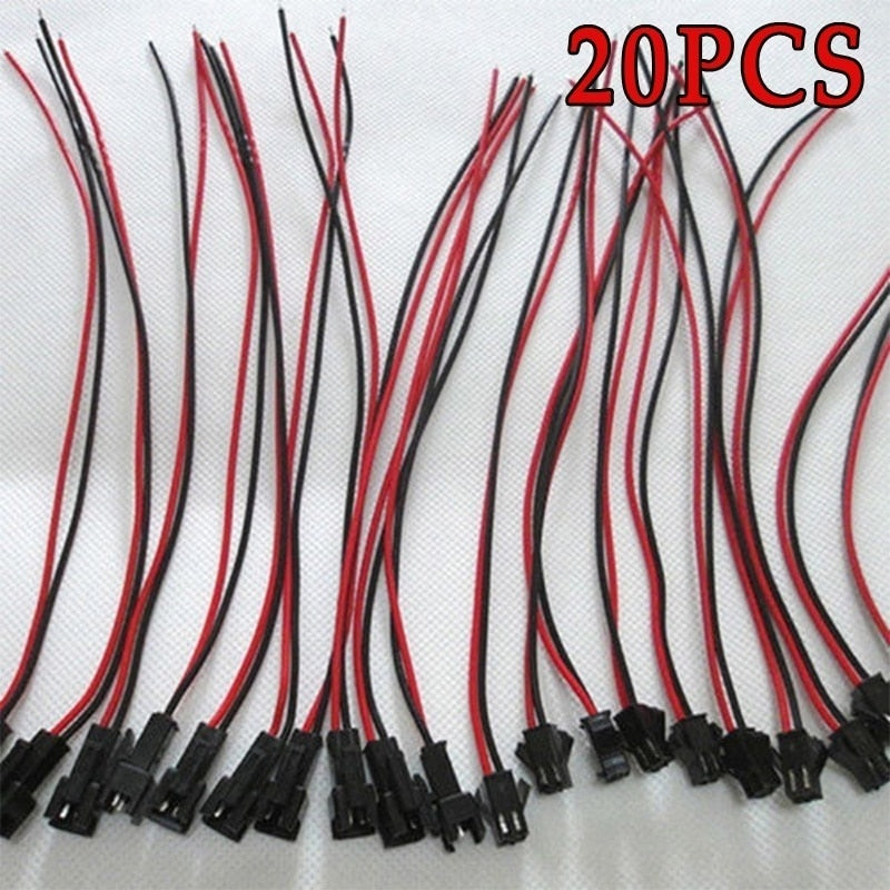 20Pairs Long SM Connector terminal wire Plug Male to Female splice Wire Connectors red and black wire LED Downlight Ceiling Lamp