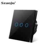 Szaoju Touch Switch EU Standard White Crystal Glass Panel Light Switch AC110-220V Switch 1/2/3 Gang 1 Way Wall Lamp TOUCH SWITCH
