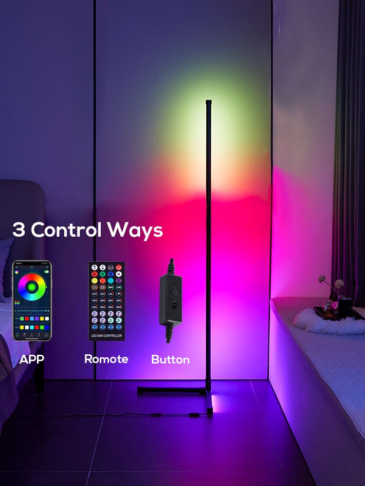 Rgb LED Floor lamp For Living Room Atmosphere Smart Floor Corner Lighting with Sound /Remote Control Party Stand lighting