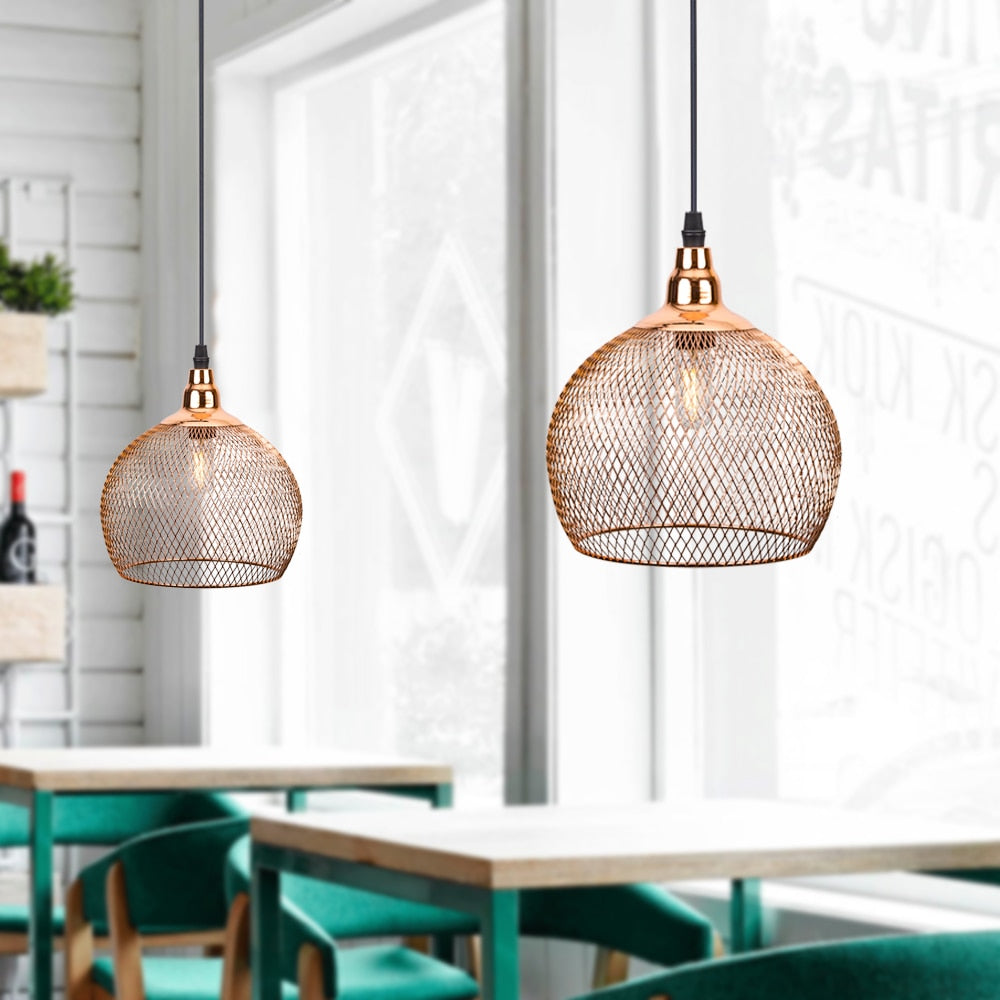 Electroplating modern  metal cage pendant lamp,vintage  rose gold birdcage creative hanging lamp for restaurant living room