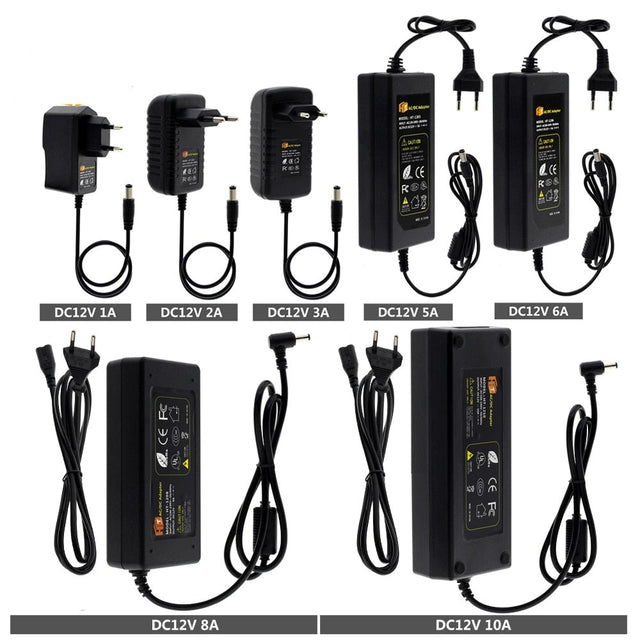 DC12V Adapter AC100-240V Lighting Transformers Output DC12V 1A 2A 3A 5A 6A 8A 10A EU / US Plug Power Supply for LED Strip