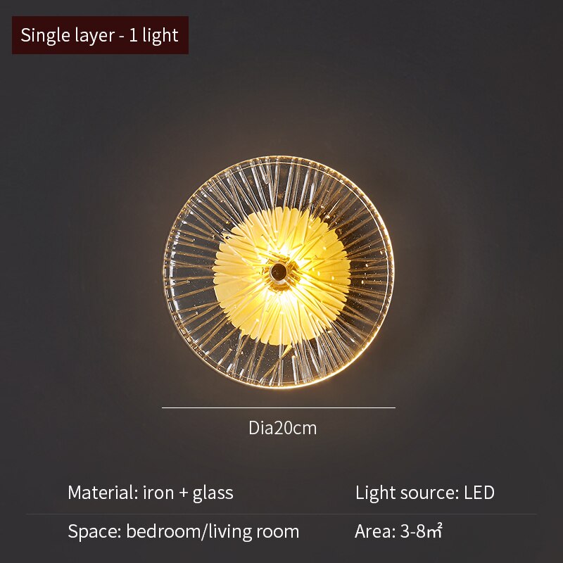 FKL Modern Round Crystal Wall Lamp Glass Combination For Living Room Nordic TV Background LED Lights Bedside Corridor Aisle