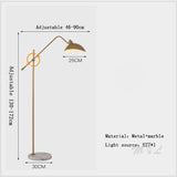 Nordic Gold Simple Floor Lamp Marble Base Standing Lamp Adjustable Length Floor Light Foyer Living Room Lamp Stand E27 Fixtures