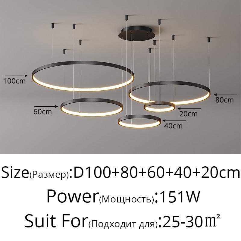 Living Room Ring Pendant Lights Acrylic Led Restaurant Chandelier Modern Minimalist Art Creative Personality Net Red Custom Lamp