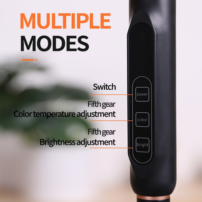 LED 3 In 1 Clip-on Lamp Floor Lamp Desk Lamp With Remote Control Dimming Gooseneck Pole Folding Lamp For Bed Living Room Office