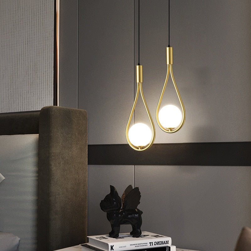 Glass ball brass pendant lighs Nordic bedroom bedside simple home decor Restaurant Bar hanging lamp