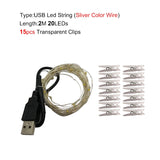 LED String Lights Photo Clip USB Battery Operated Garland Fairy Lamp Christmas Decoration Holiday Party Wedding Xmas Lighting