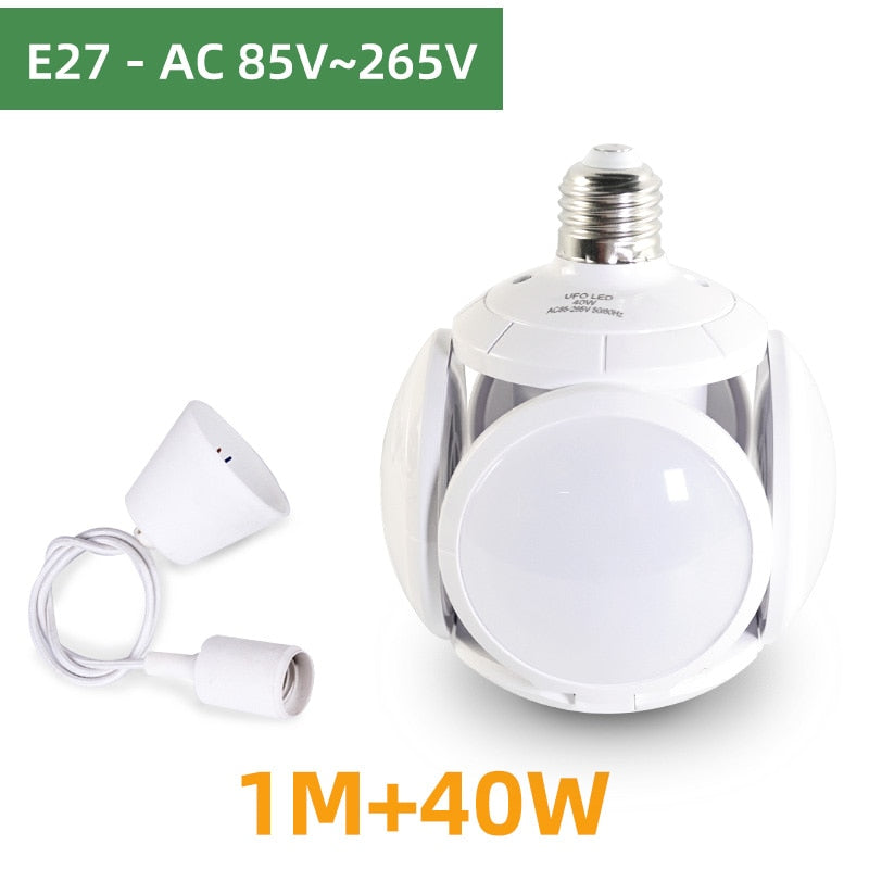 Kaguyahime 1/2pcs LED E27 Bulb 40W Football Bulb AC 85-265V Foldable Fan Blade Bulb Spotlight Lampada For Home Ceiling Light