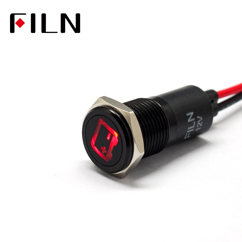 14mm Waterproof Lamp FILN 12V LED Car Signal Lights Instrument Pilot light red blue indicator light with wire