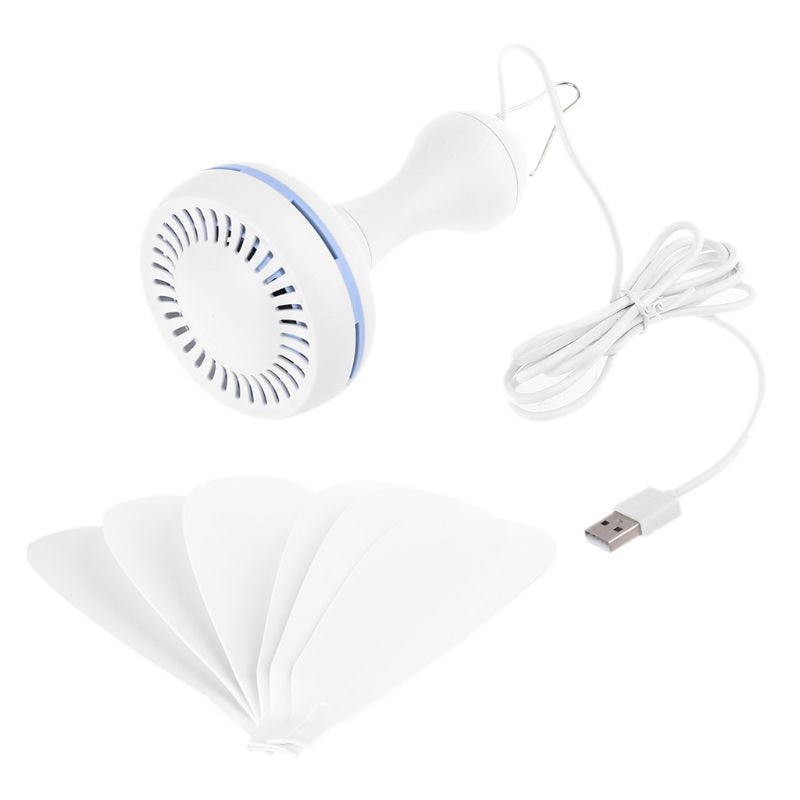 Silent 6 Leaves USB Powered Ceiling Canopy Fan with Remote Control Timing 4 Speed Hanging Fan for Camping Bed Dormitory Tent