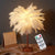 Creative Feather Table Lamp with Remote Control USB/AA Battery Power Desk Lamp Tree Feather Lampshade Night Light for Birthday