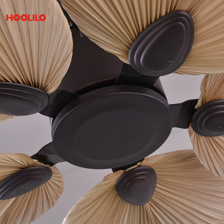 Ru 2022 New High Quality 52inch Factory Price Natural Breeze Palm Leaf Fan Blades 220V Remote Control Ceiling Fan Living Room