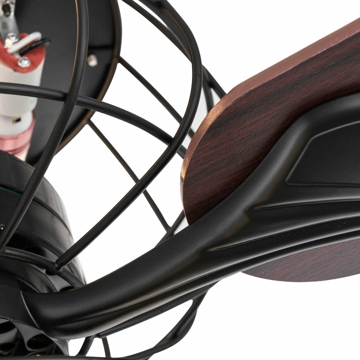 LED Ceiling Fan Light 3 Speed Setting 5 Reversible Wood Blades Retro Cage Chandelier with Remote Control