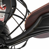 LED Ceiling Fan Light 3 Speed Setting 5 Reversible Wood Blades Retro Cage Chandelier with Remote Control