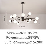 Creative Gold Black Chandelier Lights For Living Room Bedroom G9 Lamps Fixtures Lustres Indoor Lighting Luminaria Without Bulbs