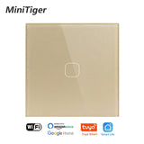 Minitiger 4 Colors Crystal Glass Panel EU/UK Standard 1/2/3 Gang WIFI Touch Switch Tuya app Control Light Wireless Wall Switch