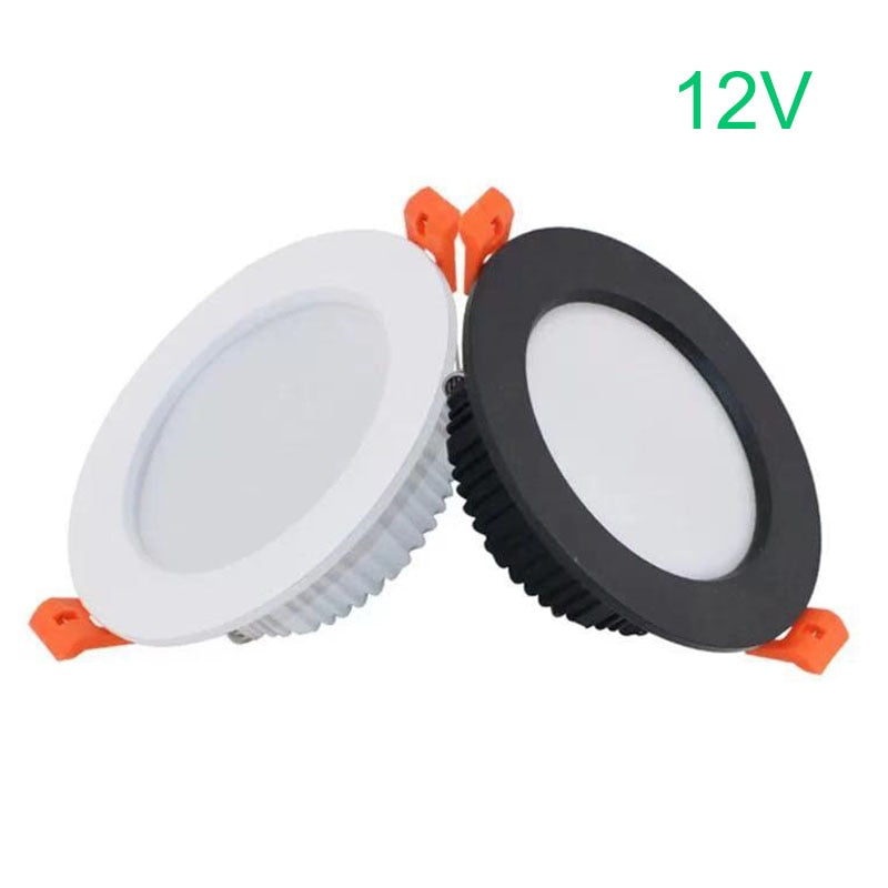LED downlight ceiling light spotlight 3W 7W 9W 12W DC 12V recessed grille ultra-thin downlight round black white