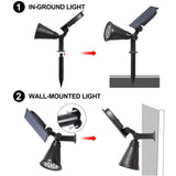 T-SUNRISE Solar Powered 4/7 LED Lamp Adjustable Solar Spotlight In-Ground IP65 Waterproof Landscape Wall Light Outdoor Lighting