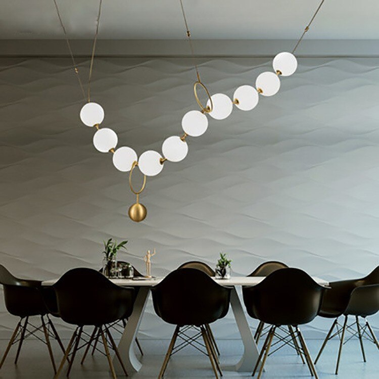 Postmodern Loft Glass Ball Pendant Lamp Creative Necklace Design Restaurant Hall Led Lights Decro Suspension Light Fixtures