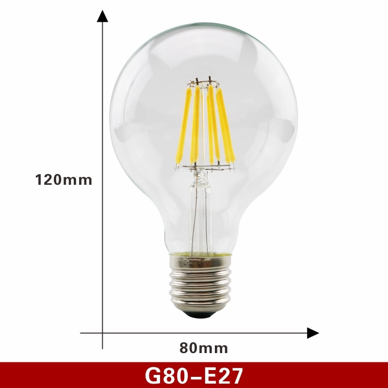  E27 E14 Retro Edison LED Filament Bulb Lamp AC220V Light Bulb C35 G45 A60 ST64 G80 G95 G125 Glass Bulb Vintage Candle Light