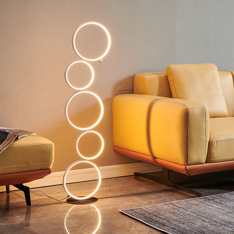 Modern LED Floor Lamp Touch Switch Ring Indoor Decor Light Nordic Minimalist Art Living Room Bedroom Home Standing Lamp Lighting
