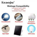 Szaoju Touch Switch EU Standard White Crystal Glass Panel Light Switch AC110-220V Switch 1/2/3 Gang 1 Way Wall Lamp TOUCH SWITCH