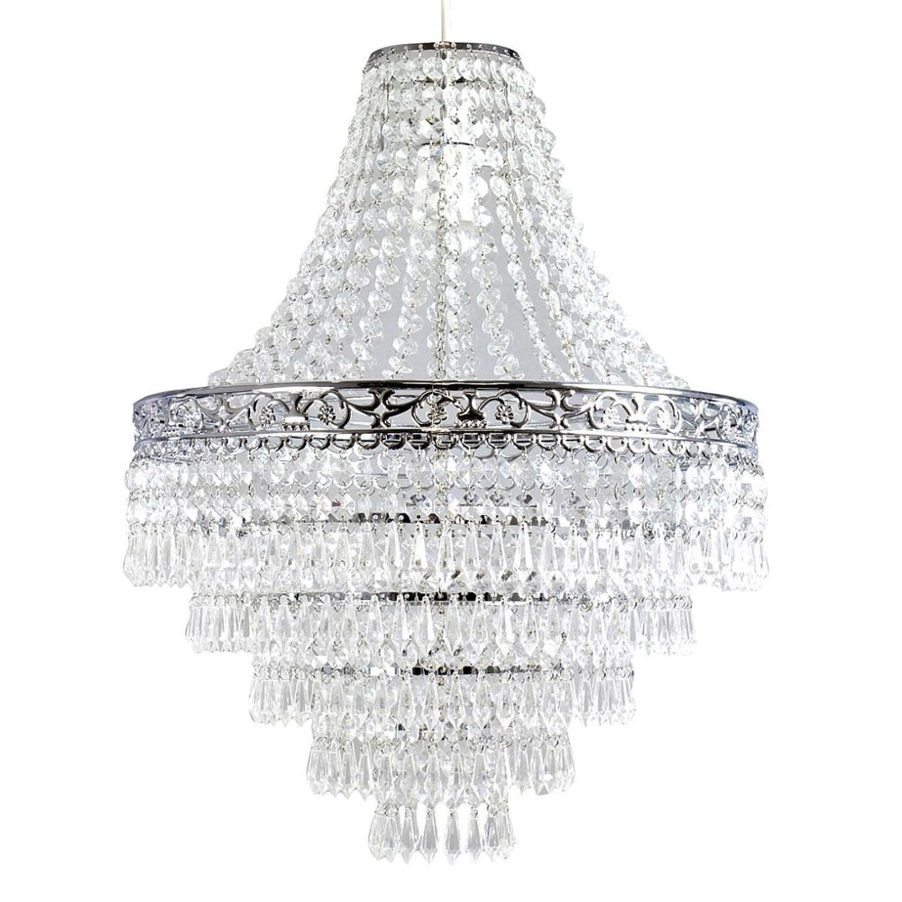 Plastic Large Acrylic Chandelier Shade 47cm Easy Fit Pendant Droplets Lamp Shade no Bulb (Without Light Cord Kit)
