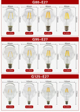  E27 E14 Retro Edison LED Filament Bulb Lamp AC220V Light Bulb C35 G45 A60 ST64 G80 G95 G125 Glass Bulb Vintage Candle Light
