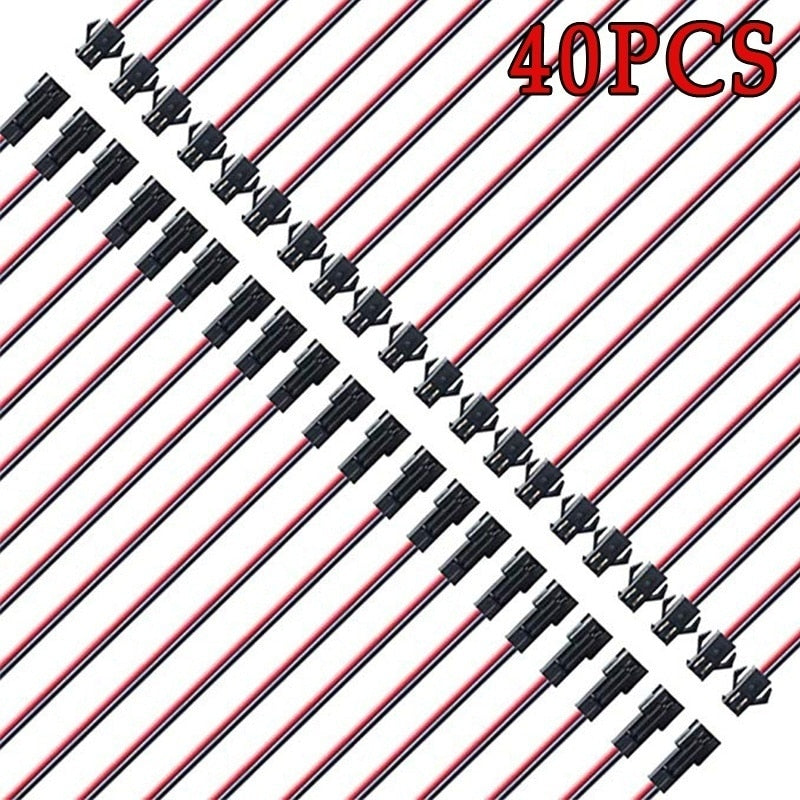 20Pairs Long SM Connector terminal wire Plug Male to Female splice Wire Connectors red and black wire LED Downlight Ceiling Lamp