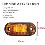 2PCS 12V 24V LED Side Marker Lights Warning Tail Light Auto Car External Lights Trailer Truck Lorry Yellow Orange White Red