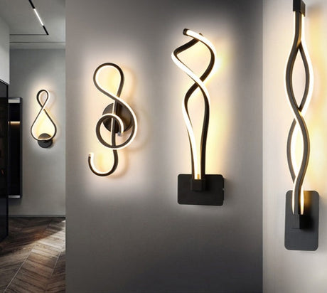 Modern Minimalist Wall Lamps Living Room Bedroom Bedside Luster AC90V-260V LED Indoor black white Lamp Aisle Lighting decoration