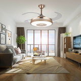 LED Retractable Ceiling Fan Light 3 Color Changes Chandelier Lamp with Remote Control for Living Room Bedroom