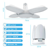 Led Bulb E27 38W Led Lamp Ceiling Fan Lampada Led Light 85-265V Foldable Fan Blade Angle Adjustable For Home Garage Lighting Hot