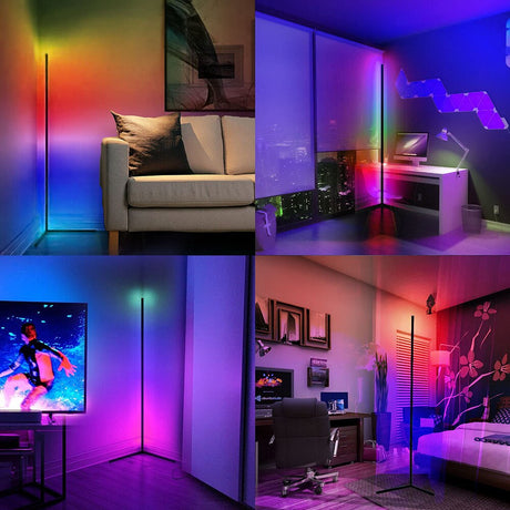 140CM Simple RGB wall corner Led RGB Floor Lamp bedroom app colorful floor lamp docking living room strip led atmosphere lamp