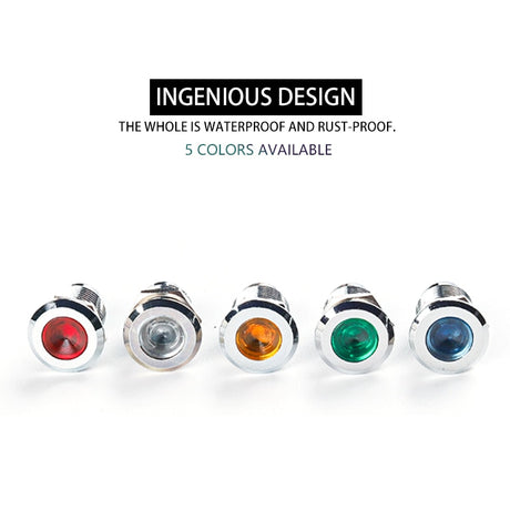 6mm LED Waterproof Metal Indicator Light Signal Lamp With Wire 3V 6V 12V 24V 110V 220V Red/Yellow/Blue/ Green/White Metal button