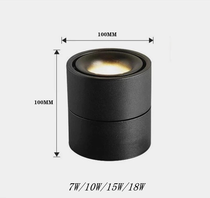 Dimmable COB LED Downlights Surface Mounted LED Ceiling Lamps 7W/10W/15W/18W Foldable And 360° Rotatable Background  Spot lights