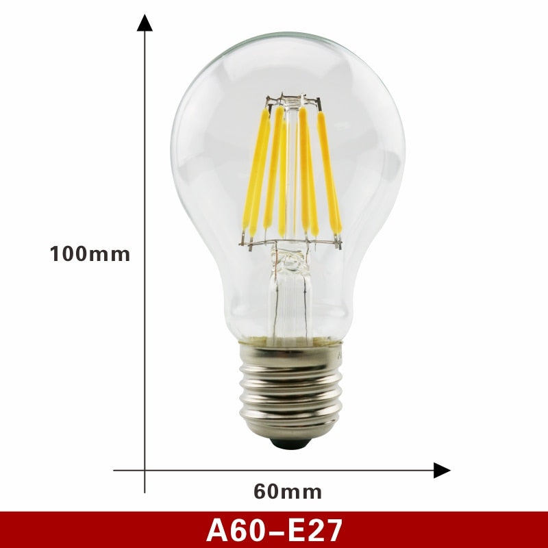  E27 E14 Retro Edison LED Filament Bulb Lamp AC220V Light Bulb C35 G45 A60 ST64 G80 G95 G125 Glass Bulb Vintage Candle Light